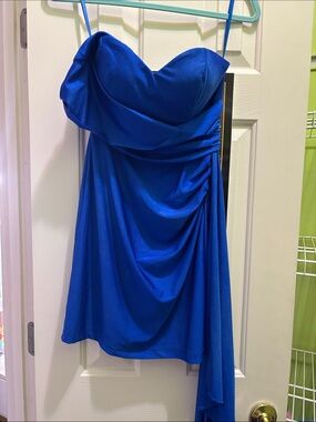 Royal Blue Draped One Shoulder Cocktail Dress